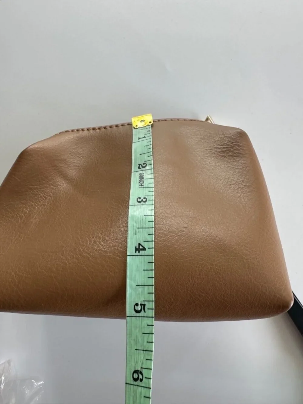 Anthropologie Vegan Leather Cosmetic Bag Micro Purse Zip Pouch Classic Brown - Picture 6 of 8